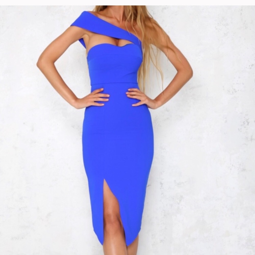 NWT Royal blue one shoulder dress- NEVER WORN